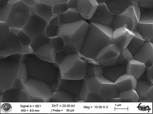 ρgöreli 97,47 96,80 96,61 96,97 97,37 97,75 (a) (b) (c) (d) Şekil 3. (1-x)PMN-(x)PT seramik numunelerinin SEM görüntüleri: (a)x=0,30, (b)x=0,33, (c)x=0,35, (d)x=0,39 Figure 3.