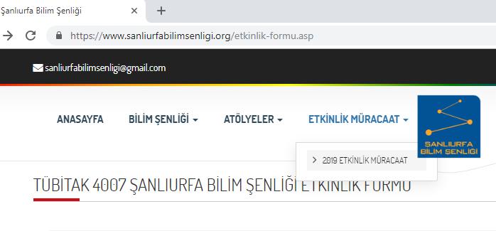 Başvuru Rehberi 1. https://www.sanliurfabilimsenligi.org/etkinlik-formu.asp adresinden kayıt işlemi açılacaktır. 2.