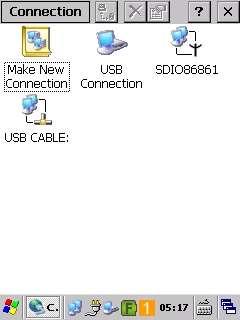 Network and Dial-up Connections uygulaması El terminalinde kablolu veya kablosuz ağ