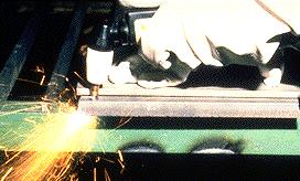 PLASMA CUTTING vs GOUGING Plasma cutting Torch held 90 o to plate surface Smaller orifice produces highly constricted arc High arc force