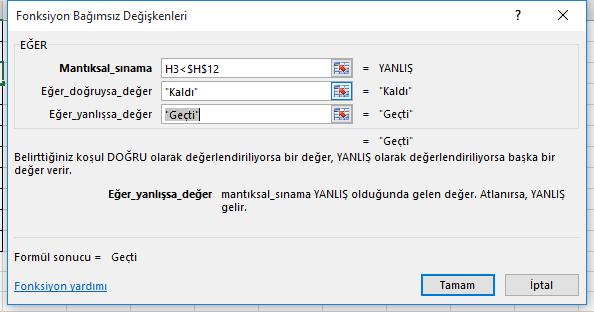 «Kaldı» üstünde ise «Geçti» olarak yazılması.