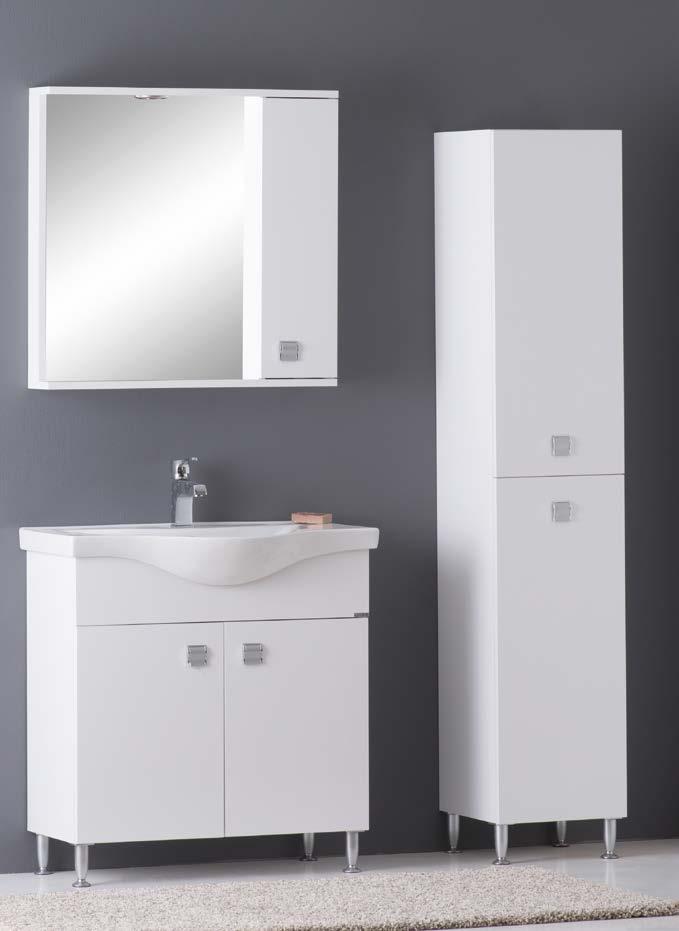 25*45 cm bathroom furniture unit. Body MDF lam; lacquer pianted doors 25*45cm ceramic washbasin.