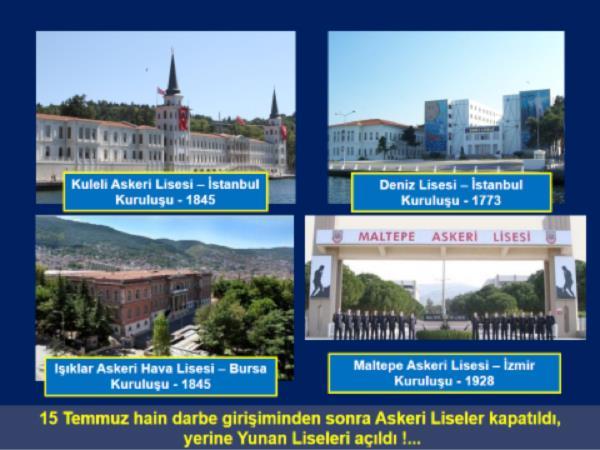 adayı yetiştiriyordu. Deniz Lisesi, Türk Deniz Kuvvetlerine, Işıklar Askeri Lisesi de Türk Hava Kuvvetlerine subay adayı yetiştiriyordu.