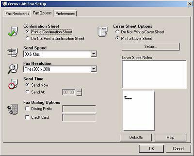 Fax Options (Faks Seçenekleri) Faks işiniz için gereken seçenekleri belirlemek amacõyla bu sekmeyi kullanõn. Faksõn gönderildiğini onaylamak için bir Onay Sayfasõ yazdõrõlabilir.