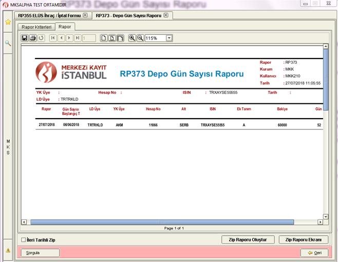 CSV ve Zip formatında dosyaya rapor alınırken başlık sıra düzeni aşağıdaki gibi olacaktır: Rapor Tarihi; Gün