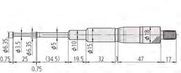 delikleri ölçmek için Dönmeyen milli modeller mümkündür 146-122 146-221 146-222 Dönmeyen milli tip No dış iç Disk çapı l mm L 146-221 0-25 mm 1,6-26,5 mm