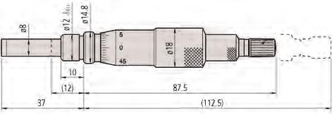 Çözünürlük Mil ucu Mil Çapı Ölçüm Mili 153-201 0-25 0,01 mm Düz(karbür tip) 12 mm Düz 125 153-202 0-25