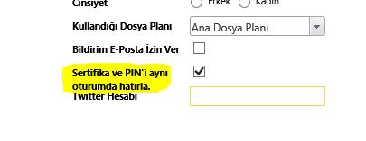 Yapılan geliştirme ile Ana Menü>> Entegrasyon Ayarları>> Elektronik İmza Ayarları ekranından Sertifika ve PIN'i aynı oturumda hatırla ayrı aktif edildiğinde