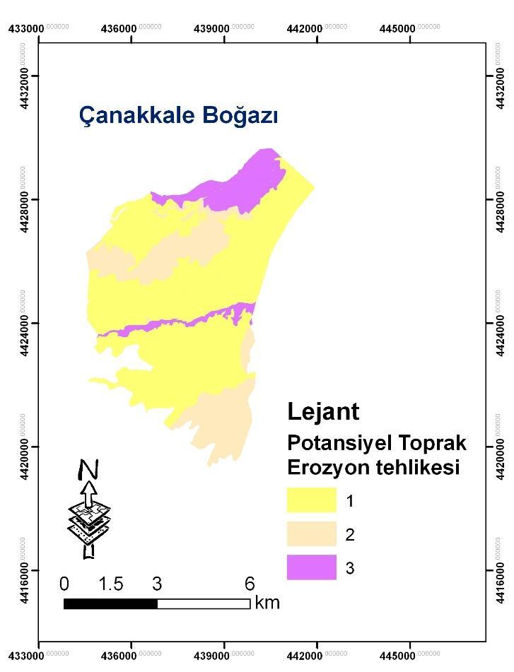 Çizelge 5. Çalışma alanı potansiyel toprak erozyon riski.