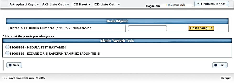 almaktadır. ICD Kayıt Formuna ulaşmak için ICD Kayıt sekmesi üzerine gelinip aşağıya açılan pencereden ICD Kayıt seçeneği tıklanarak forma ulaşılır. 2.