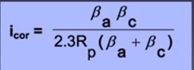 Polarizasyon eğrilerinin korozyon potansiyeli yakınındaki lineer bölgedeki eğimine RP = ( E/ I) polarizasyon direnci denir.