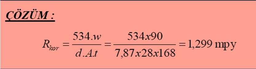 2 describes these conversion factors adapted to iron or steel (Fe) for which n = 2, M = 55.85 g/mol and d = 7.88 g cm 3. 18 ÖRNEK 28 inç 2 lik çelik bir parça bir hafta boyunca asit.