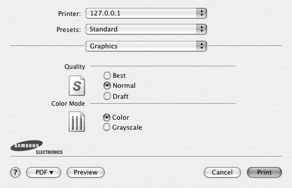 Graphics (Grafik) Graphics (Grafik) sekmesi Resolution(Quality) (Çözünürlük (Kalite) ve Color Mode (Renkli Mod) öğelerini seçmek için seçenekler sağlar.