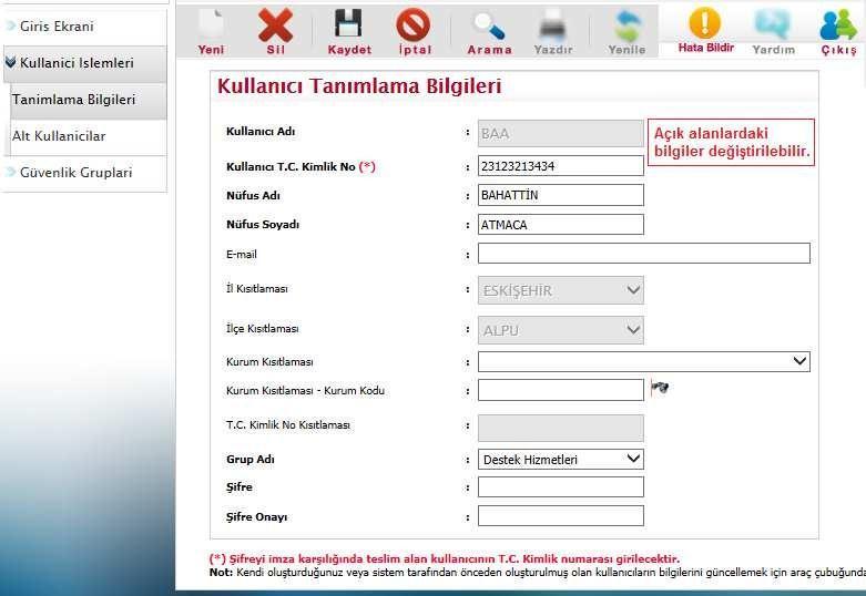 Kullanıcı Düzenleniyor KURUM MEBBİS YÖNETİCİSİ GÖREVLERİ Kurum MEBBİS Yöneticisi kurum müdürüdür. Gerekli gördüğünde sistem kullanımına yetkin bir başka personeli görevlendirebilir.