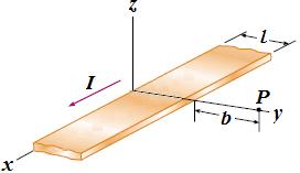 Örnek : Genişliği l olan çok uzun metal bir şerit, şekildeki gibi xy-düzlemindedir ve boyunca toplam I akımı taşımaktadır.