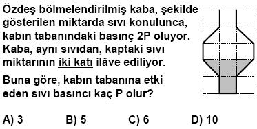 Bu sıvılardan hangisinin kabın tabanına yaptığı basınç en küçüktür?