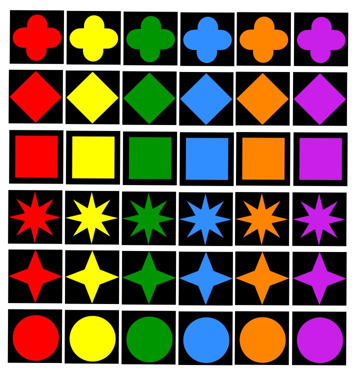 Oyunun kaç farklı taşlardan oluştuğunu belirtir. 3.Taşlarda farklı kaç renk olduğunu sıralar. 4.Taşlar üzerinde kaç farklı şekil olduğunu belirtir. 5.Taşları istenen şekilde dizer. 6.