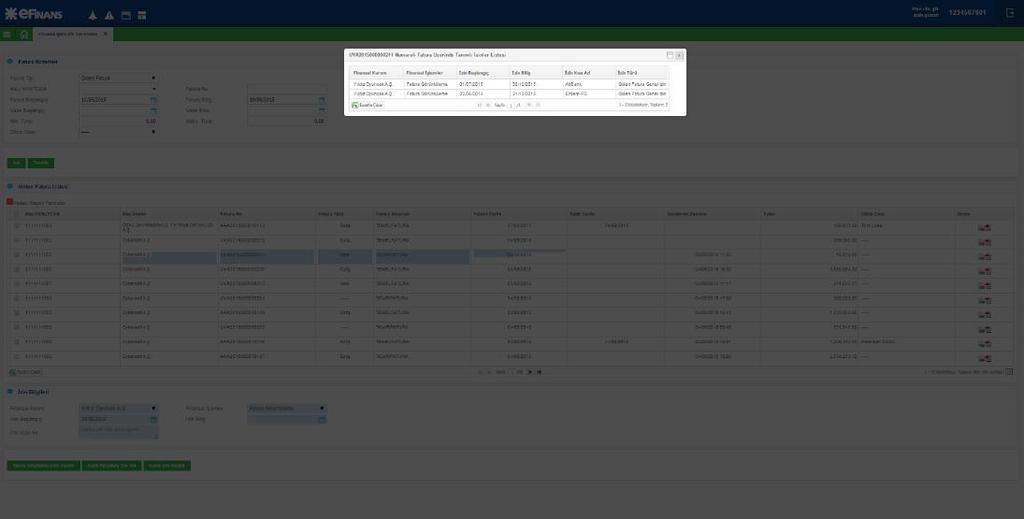 Fatura elektronik ortamda Gelen/Giden Fatura Listesi üzerinde bulunan Fatura Detay sütununda bulunan düğmesi ile html,