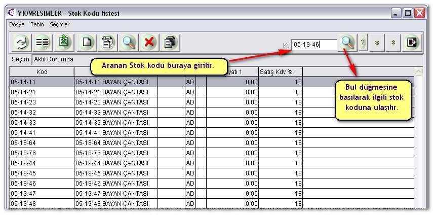 Stok tanımına girilir.