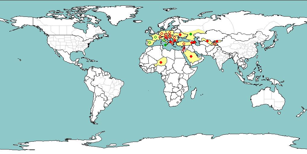 9 Ulusal Kayıtlar Ulusal Olmayan Kayıtlar Var. Var Sadece Birkaç Bölgede Var. Sadece Birkaç Bölgede Var. Şekil 2.3. Avrupa Ülkelerinde Domates Stolbur Hastalığı Görülen Ülkeler (Anomim, 2006).