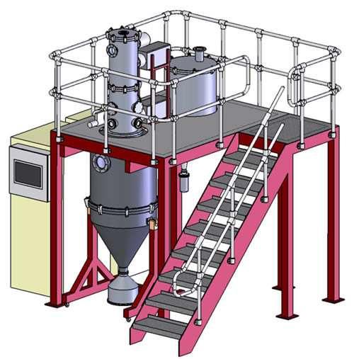 Yüksek sıcaklıkta ergiyen metallerin gaz atomizasyonunda ise ergitme, bir indüksiyon