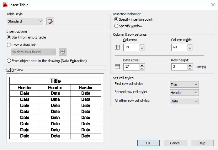 AutoCAD 2014 Kullanımı Table (Tablo) Komutu TABLE (TABLO OLUŞTURMAK) Çizim sırasında tablo çizmek gerektiğinde kullanılan komuttur.