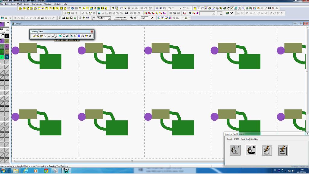 Drawing Tool u kullanarak çizim yapmak. 1- Araç çubuğunda yer alan Show repeat bouneries ikonuna tıklayarak raport çizgilerini görünür hale getiriniz.