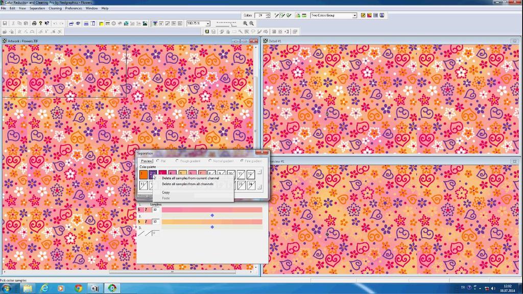 Renk ayrımı yapılmış desen dosyasını açmak. 1. File dan open scan e tıklayarak masaüstünde yer alan NedGraphics trainin Files dosyası içerisindeki Scans dosyasını tıklayınız. 2.