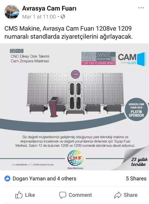 Sosyal Medya Reklamları Ürün veya markanızın fuarın resmi sosyal medya sayfalarında tanıtımını sağlar.