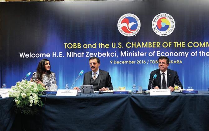 TOBB ULUSLARARASI TOBB Başkanı Hisarcıklıoğlu Türkiye ile ABD ilişkilerini siyasi ve askeri boyutun yanı sıra, ticaret ve yatırım yaparak güçlendirmek istediklerini söyledi.