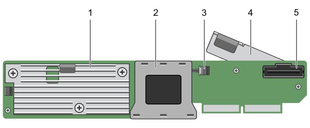 3 pil kablosu 4 pil taşıyıcısı 5 SAS kablosu konnektörü Rakam 4.