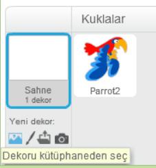 Sonra da kukla kütüphanesinden papağanlardan birini seçelim (Parrot