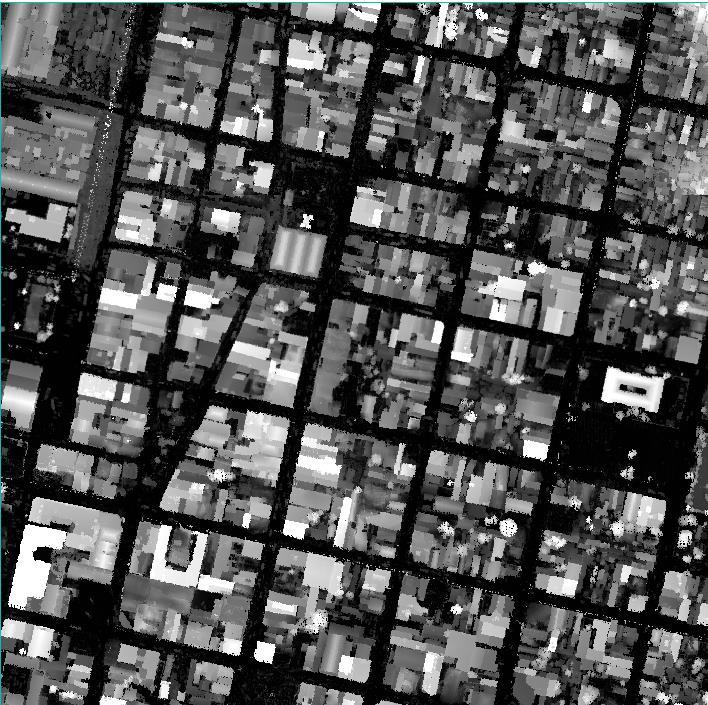 Şekil 5. Lidar nokta bulutundan üretilen 1 m çözünürlükteki normalleştirilmiş sayısal arazi modeli.