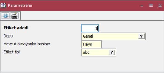 ekrana Parametreler penceresi gelecektir.