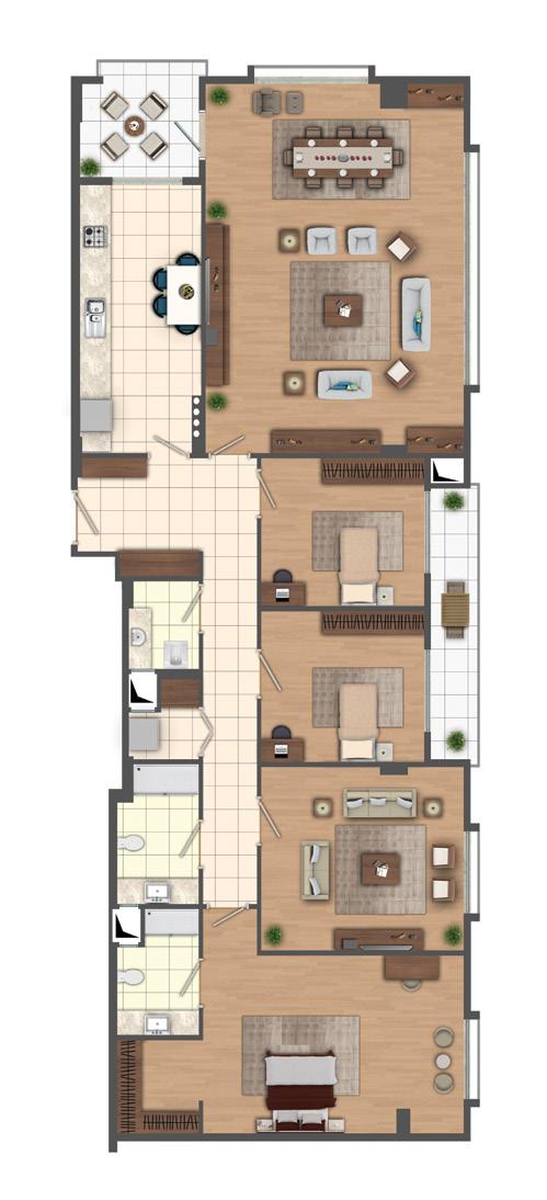 2 4+1 A1-E2 BLOK 1) Salon 36,63 m 2 2) Balkon 5,51 m 2 3) Mutfak 12,74 m 2 4) Antre 14,60 m 2 5) Oda 9,45 m 2 6) Oda 9,62 m 2 7) Oturma Odası 14,40 m 2 8) Balkon 5,25 m 2 9) WC 2,35