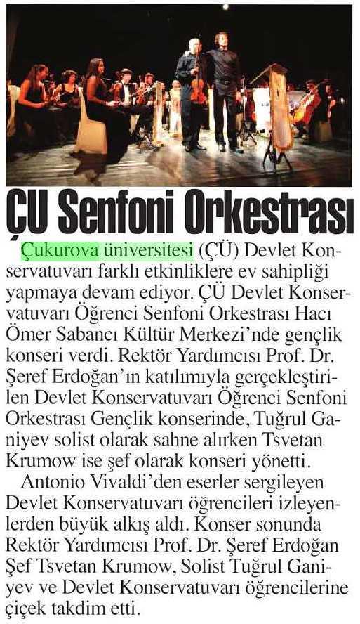 ÇÜ SENFONI ORKESTRASI Yayın Adı : Adana