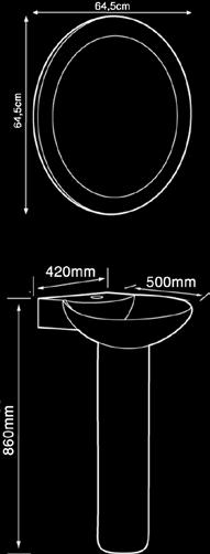 600x800x465 mm Monoblok: 500x480x860 mm E-307