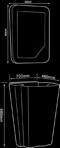 600x795 mm Monoblok: 500x500x865 mm E-317 Monoblok