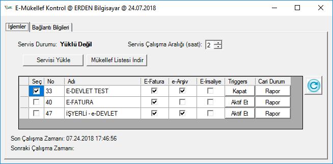 exe çalıştırılır. 3. Bağlantılar Bilgileri sekmesindeki alanlar doldurulduktan sonra Kaydet düğmesine basılır ve İşlemler sekmesine geçilir. 4. 5.