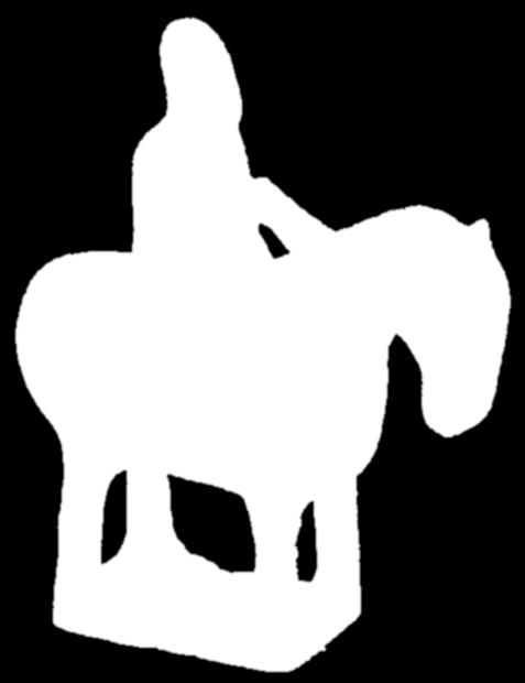 Şekli: Süvari figürü Form Tasarımı: At figürü dikdörtgen bir kaide üzerine dört bacağı ile temas etmektedir. Üzerinde atın dizginlerini tutarken tasvir edilen bir insan figürü bulunmaktadır.
