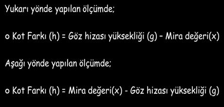 Ölçü esnasında çekül yerden fazla yukarıda tutulmamalı ve sallandırılmamalıdır. 5. Ölçüm gidiş- dönüş şeklinde yapılmalıdır.