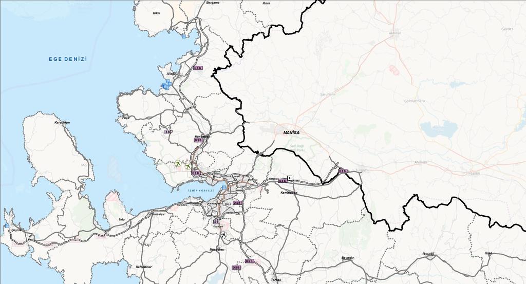 Karayolu Düzenlemeleri Aliağa Limanlar Bölgesi Çandarlı Limanı Çanakkale Yolu Menemen-Çandarlı Otoyolu İzmir Çevreyolu Bornova Çevreyolu