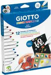 Giotto Decor Materials BS 7272:2008 Tüm yüzeylere uygun keçeli kalem. Renkler ekstra kapatıcılık gücüne sahiptir.