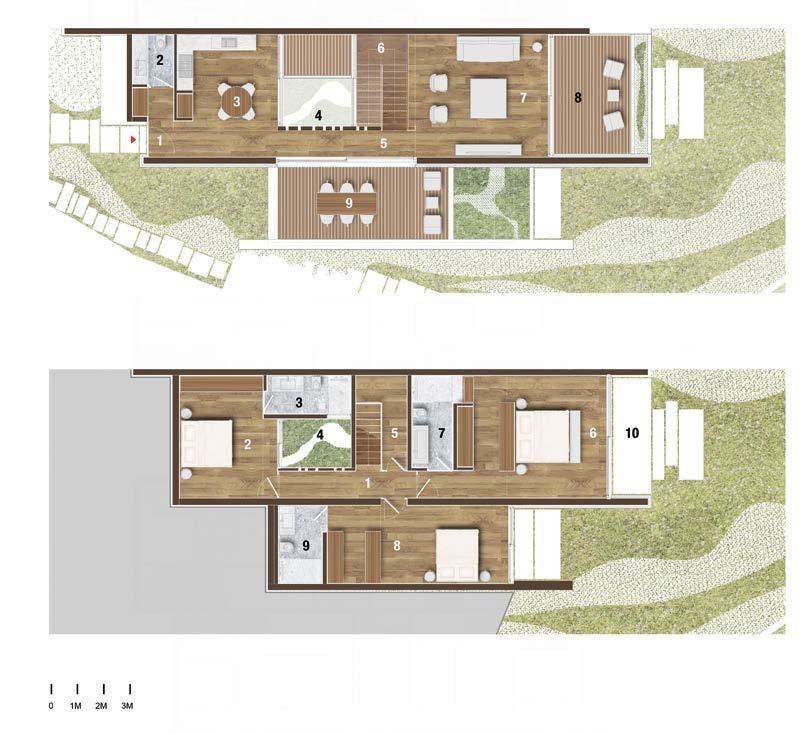 TİP B1 ZEMİN KAT 1 GİRİŞ + VESTİYER 5,50 m 2 2 MİSAFİR WC 4,00 m 2 3 MUTFAK 19,75 m 2 4 İÇ BAHÇE 4,68 m 2 5 HOL 7,20 m 2 6 MERDİVEN 7,94 m 2 7 SALON 28,45 m 2 8 BALKON 17,90 m 2 9 TERAS 16,50 m 2