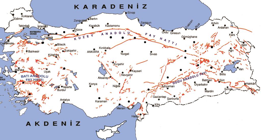 Yayınevi Türkiye de Fay Kuşaklarının Dağılış Haritası Nüfusumuzun deprem bölgelerine göre