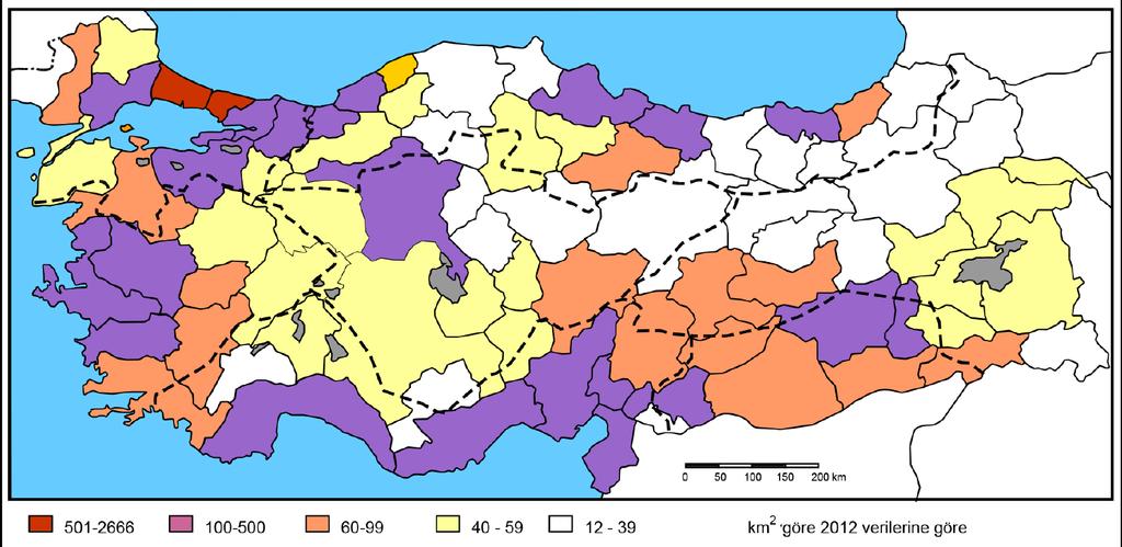 KP Türkiye Coğrafyası Türkiye de Nüfus Yoğunluğu Nüfus Yoğunluğu Nüfus yoğunluğu aritmetik, tarımsal ve fizyolojik olmak üzere üçe ayrılır.