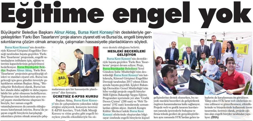 EGITIME ENGEL YOK Yayın Adı : Yeni Marmara Gazetesi