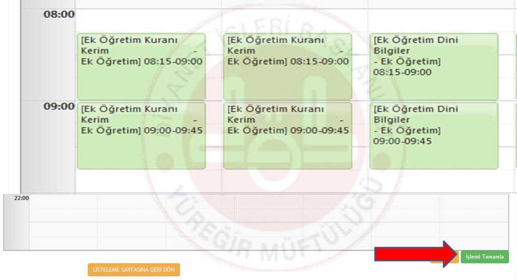 İşlem tamamlandıktan sonra İşlemi Tamamla