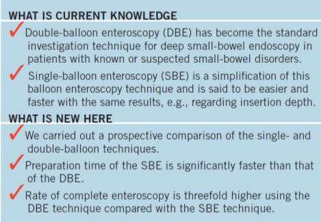 Therapeutic procedures, such as argon-plasma coagulation, polypectomy, dilation therapy and foreign body extraction are described with the DBE and SBE procedure.