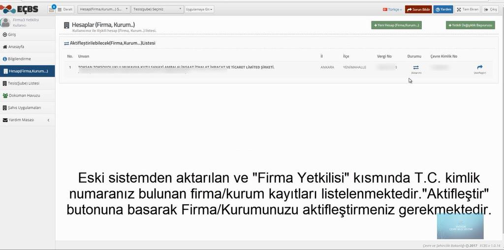 EÇBS Firma Aktarımı Firma